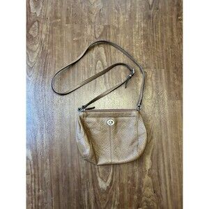 Coach Park Brown Pebbled Leather Swingpack Crossbody Purse Turnlock Pocket